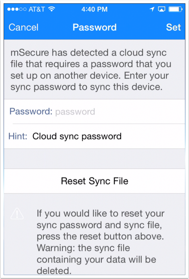 sync msecure with dropbox